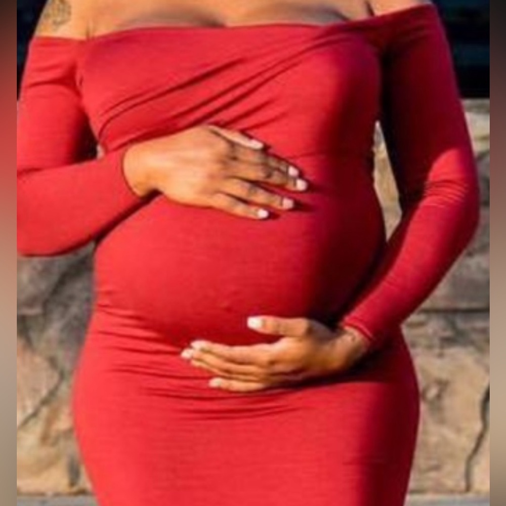 EUC Sew Trendy Fashion & Accessories Maternity & Photoshoot Red Burgundy Gown